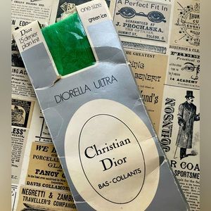 Vintage bright green Christian Dior tights - brand new in box - S/M/one size